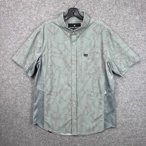 Belong‎ Designs Mens XL Sage Green Topo Print Performance Short Sleeve Shirt